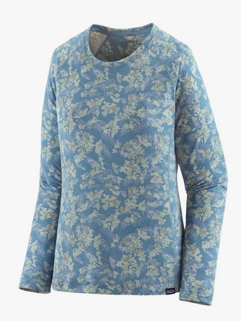 Patagonia Blue Floral Capilene Midweight Base Layer Ling Sleeve Pullover Top